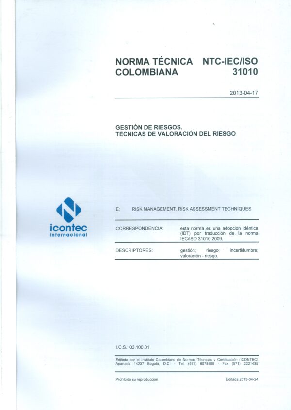 Norma técnica colombiana NTCISO 31010